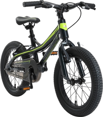 BIKESTAR-BIKESTAR Vélo enfant en aluminium pour garcons et filles de 4 - 5 ans | Bicyclette enfant 16 pouces vélo de montagne avec freins en V | Noir Vert-image-1