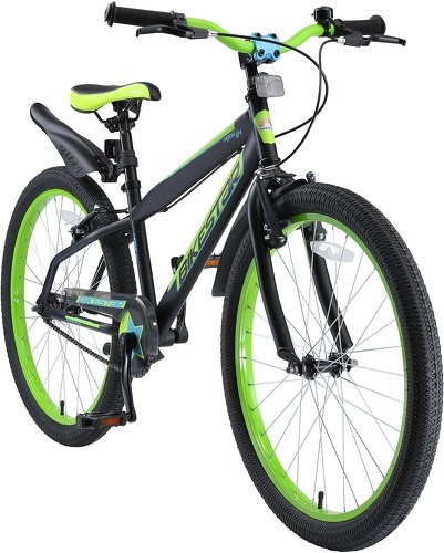 BIKESTAR-BIKESTAR Vélo enfant pour garcons et filles de 10 - 13 ans | Bicyclette enfant 24 pouces VTT avec freins | Noir & Vert-image-1