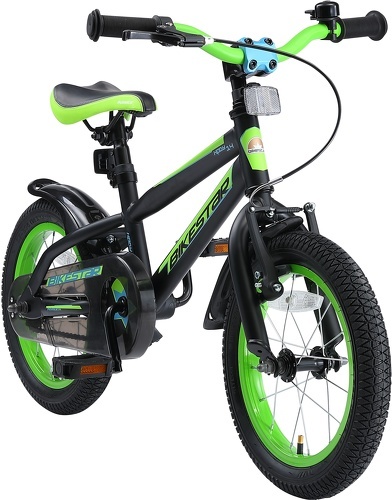 BIKESTAR-BIKESTAR Vélo enfant pour garcons et filles de 4 - 5 ans | Bicyclette enfant 14 pouces VTT avec freins | Noir & Vert-image-1