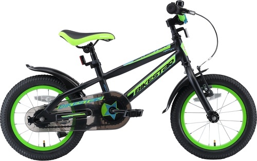 BIKESTAR-BIKESTAR Vélo enfant pour garcons et filles de 4 - 5 ans | Bicyclette enfant 14 pouces VTT avec freins | Noir & Vert-1