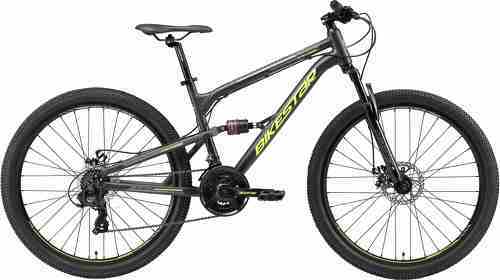 BIKESTAR-BIKESTAR VTT en aluminium, frein à disque, 21 vitesses Shimano, 26 pouces | Mountainbike tout suspension integral cadre 16 pouces | Vert-1