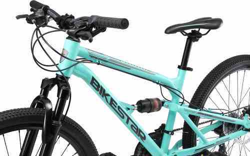 BIKESTAR-BIKESTAR VTT en aluminium, frein à disque, 21 vitesses Shimano, 26 pouces | Mountainbike tout suspension integral cadre 16 pouces | Vert-4