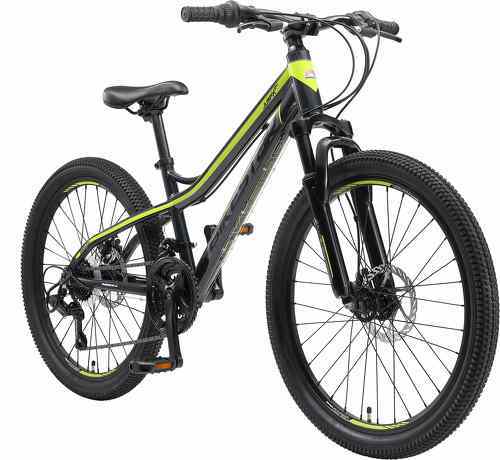BIKESTAR-BIKESTAR VTT Vélo tout terrain pour enfants de 10 - 13 ans | Bicyclette 24 pouces 21 vitesses Shimano, hardtail, Freins Disc, Suspension | Noir & Vert-image-1
