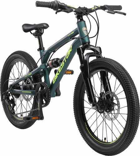 BIKESTAR-BIKESTAR VTT Vélo tout terrain tout suspendu pour enfants de 6 ans | Bicyclette 20 pouces 7 vitesses Shimano, Freins Disque | Vert foncé-0