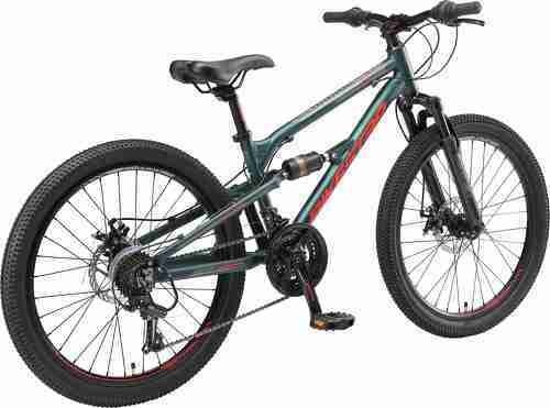 BIKESTAR-BIKESTAR VTT Vélo tout terrain tout suspendu pour enfants de 9 ans | Bicyclette 24 pouces 21 vitesses Shimano, Freins Disque | Vert-2