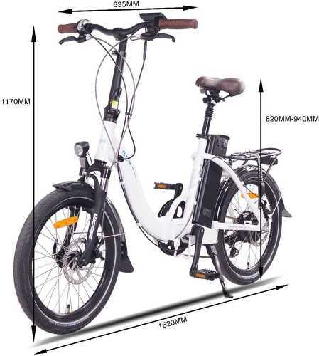 NCM BIKE-Vélo Électrique Pliant Ncm Paris Blanc - 20", 250W, Batterie 36V 15Ah 540Wh-3