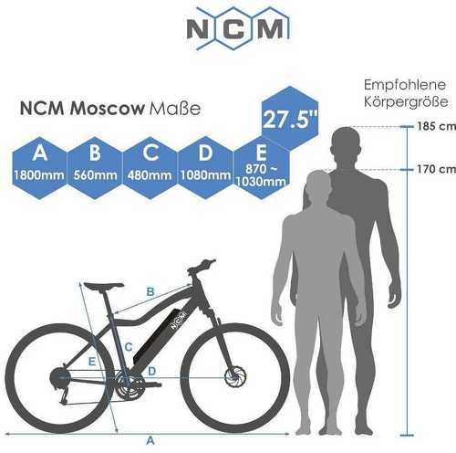 NCM BIKE-VTT électrique NCM Moscow Plus Noir - 27.5'', 250W, Batterie 48V 16Ah 768Wh - pour cycliste de 1,70m à 1,80m-3