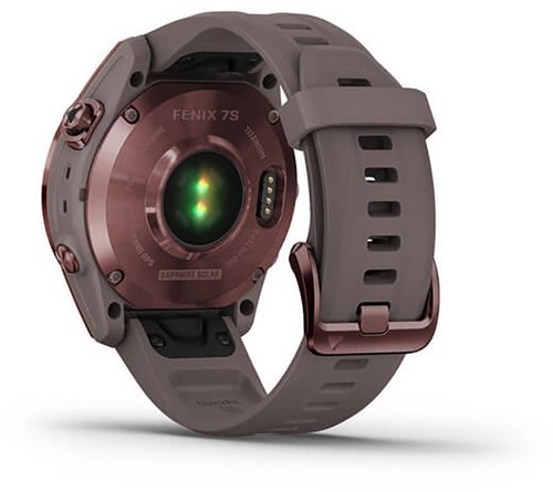 GARMIN-Fenix 7S Sapphire Solar Titane avec revêtement bronze et bracelet gris taupe-1