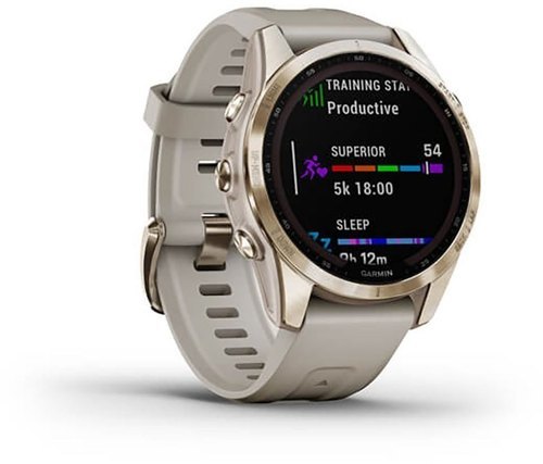 GARMIN-Fenix 7S Sapphire Solar Titane avec revêtement Light Gold et bracelet beige sable-3