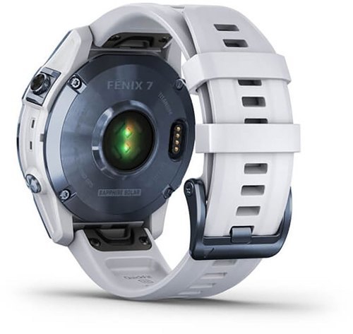 GARMIN-Fénix 7 Sapphire Solar Titane avec revêtement Cobalt Blue DLC et bracelet blanc-1