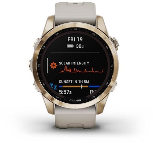 GARMIN-Fenix 7S Sapphire Solar Titane avec revêtement Light Gold et bracelet beige sable-2