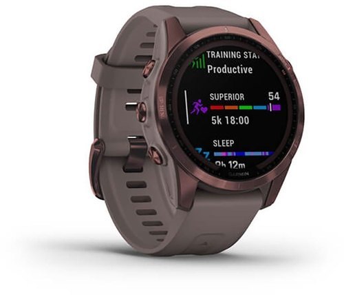 GARMIN-Fenix 7S Sapphire Solar Titane avec revêtement bronze et bracelet gris taupe-3