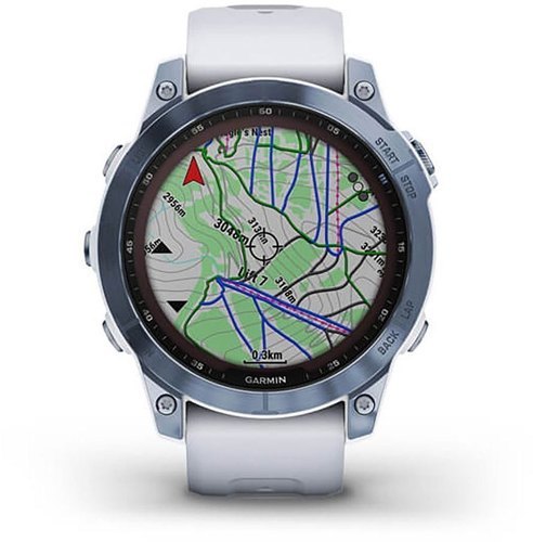 GARMIN-Fénix 7 Sapphire Solar Titane avec revêtement Cobalt Blue DLC et bracelet blanc-4