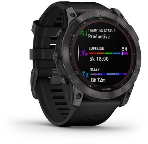 GARMIN-Fenix 7X Sapphire Solar Titane avec revêtement Carbon Gray DLC et bracelet noir-3