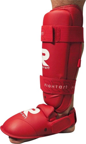 Fightart-Protège-tibia et pied de karaté - entraînement et compétition - Modèle rouge-2