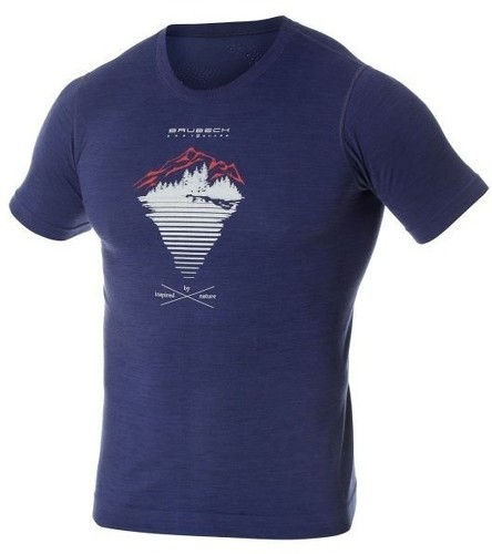 Brubeck-BRUBECK T-Shirt Thermique Homme OUTDOOR WOOL Blue-image-1