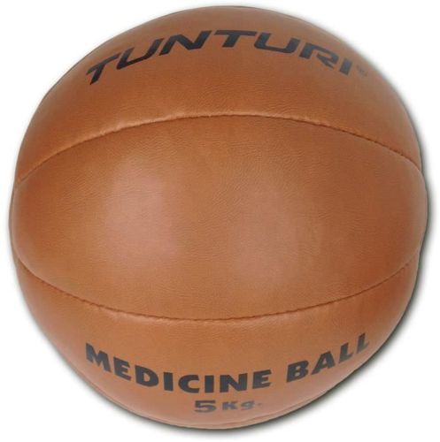 TUNTURI-TUNTURI Balle de médecine / Ballon médicinal / Medicine ball en cuir synthétique 5kg marron-image-1