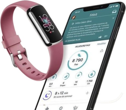 Fitbit-FITBIT Luxe - Bracelet d'activité - Acier inoxydable platine - Ordhidée-3