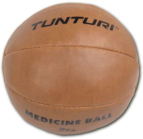 TUNTURI-TUNTURI Balle de médecine / Ballon médicinal / Medicine ball en cuir synthétique 2kg marron-image-1