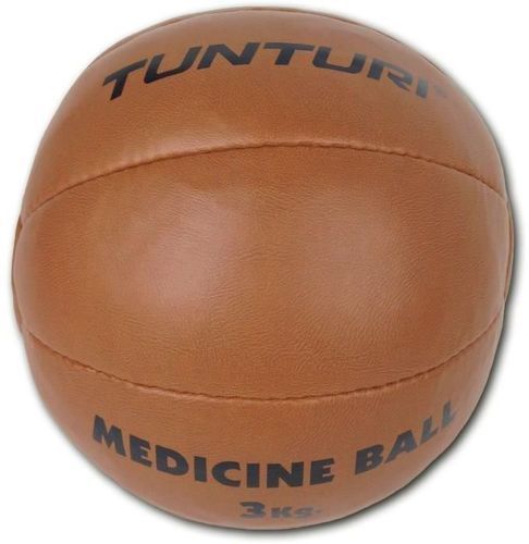TUNTURI-TUNTURI Balle de médecine / Ballon médicinal / Medicine ball en cuir synthétique 3kg marron-image-1