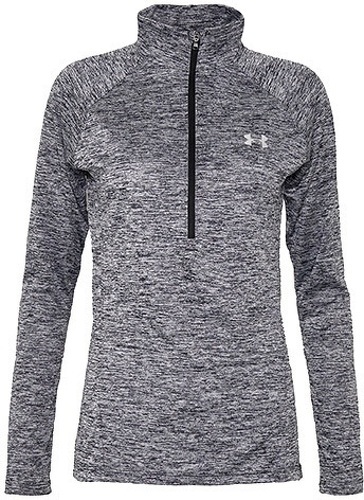 UNDER ARMOUR-Under Armour Women's Tech Twist ½ Zip Long Sleeve Pullover , Jet Gray (010)/Metallic Silver , X-Small-image-1