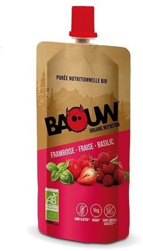 BAOUW-Baouw Purée Et Compote Energétique Bio Framboise - Fraise - Basilic - Gels et gommes énergétiques-0