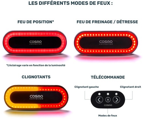 Cosmo-Cosmo Road Éclairage Vélo Arrière Intelligent Et Connecté - Clignotants, Feu Stop, Detection De Chute Automatique, Partage De Trajet - Casque de vélo-4