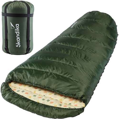 Skandika-Skandika Vegas, Zip Droite, Vert - Sac de couchage de randonnée-0