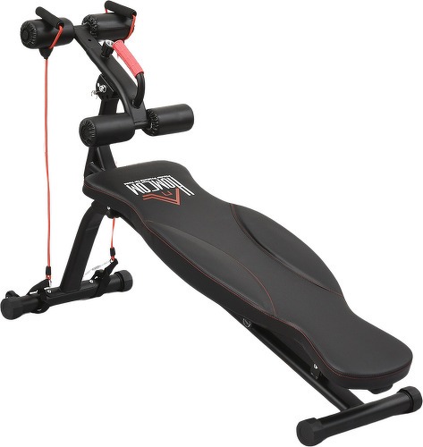 HOMCOM-Banc de musculation pliable inclinable multifonction banc Fitness sit-up bandes d'extension latérales + poignée traction acier revêtement synthétique noir rouge-1