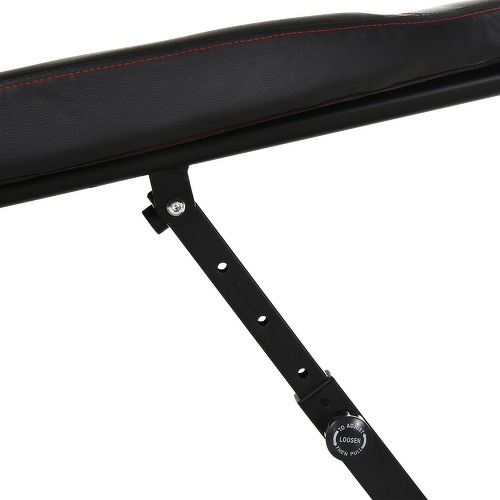 HOMCOM-Banc de musculation pliable inclinable multifonction banc Fitness sit-up bandes d'extension latérales + poignée traction acier revêtement synthétique noir rouge-4