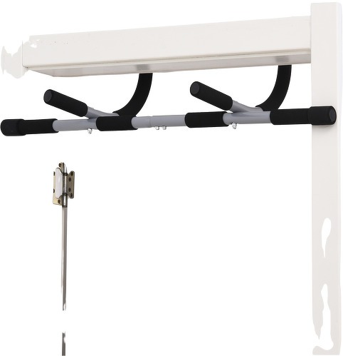 HOMCOM-Barre de traction - barre de porte - pull up bar - barre d'étirement musculation pour cadres de porte - acier gris-0