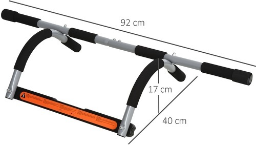 HOMCOM-Barre de traction - barre de porte - pull up bar - barre d'étirement musculation pour cadres de porte - acier gris-2