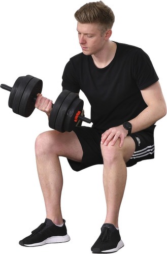 HOMCOM-Ensemble d'haltères courtes total 25 Kg - barres incluses - entraînement musculaire & haltérophilie - acier HDPE noir rouge-1