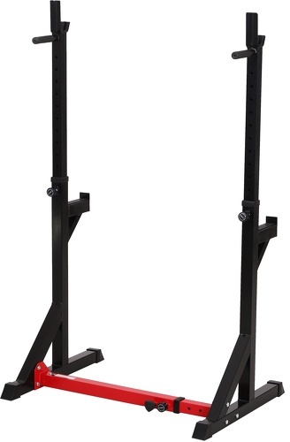 HOMCOM-Gravity squat rack - support pour haltères longs - hauteur et longueur réglable - charge max. 150 Kg - acier renforcé rouge noir-image-1