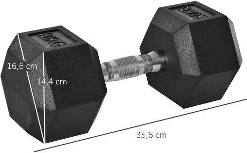 HOMCOM-Haltère courte poids 20 Kg - entraînement musculaire & haltérophilie - acier caoutchouc noir-2