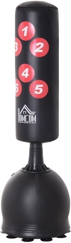 HOMCOM-HOMCOM Sac de frappe boxe sur pied punching ball autoportant adulte enfant H1,65 m cibles de touche ventouses antidérapantes noir rouge-3