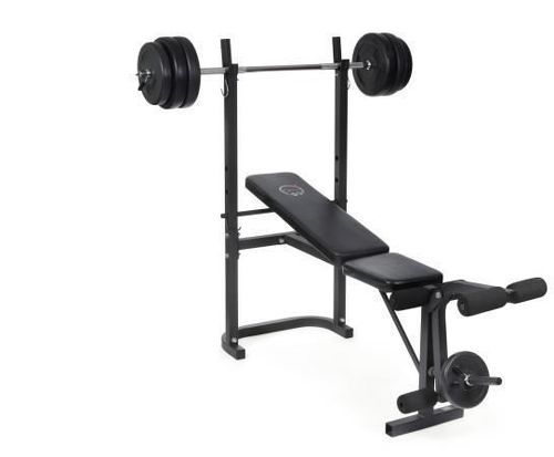 O'Fitness-O'Fitness - Banc de musculation avec barre + poids 20 Kg inclus - Idéal pour une activité physique à la maison-image-1