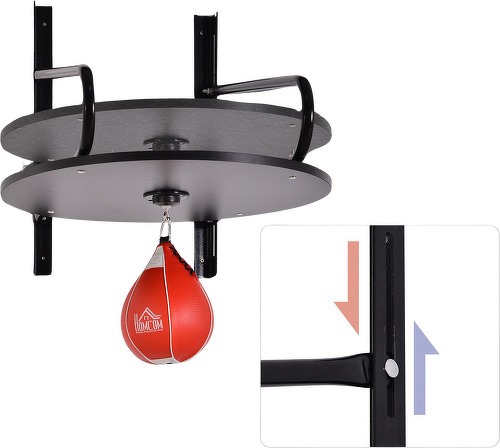 HOMCOM-Punching ball poire de vitesse boxe avec support plateau tournant + pompe MDF acier revêtement synthétique rouge noir-3