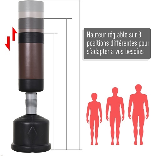 HOMCOM-Sac de frappe boxe autoportant punching ball hauteur reglable 158-186cm-4