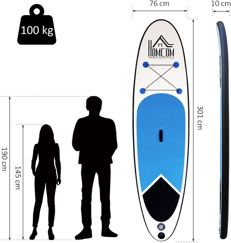 HOMCOM-301x76x10cm - Pack Paddle gonflable-2