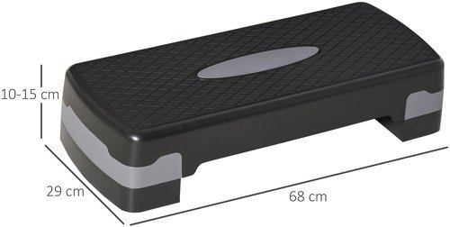 HOMCOM-Stepper Fitness Aerobic hauteur reglable surface antiderapante dim. 68L x 29l x 10-15H cm plastique gris noir-2