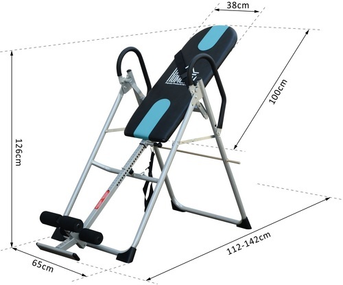 HOMCOM-Table d'inversion de musculation pliable ceinture de sécurité réglable acier coloris argent noir-2