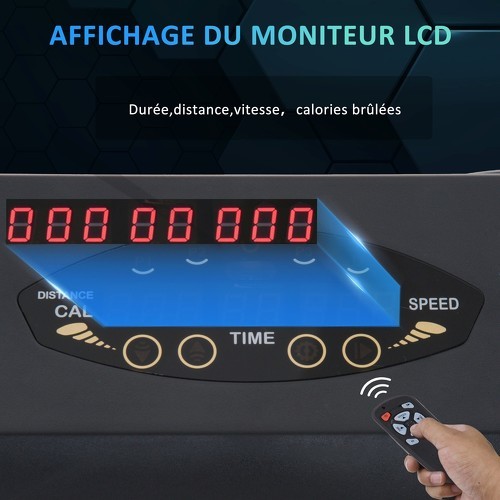 HOMCOM-Tapis de course électrique de marche 370 W pliable télécommande écran LCD vitesse 1-6 Km/h acier noir-4
