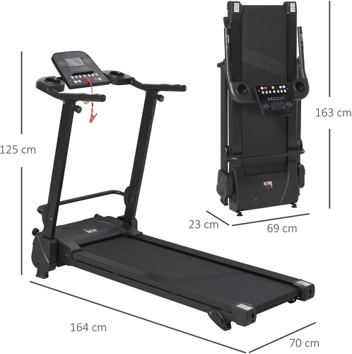 HOMCOM-Tapis de course électrique pliable 1-14 Km/h 750 W écran LCD 5 programmes inclinaison réglable noir-2