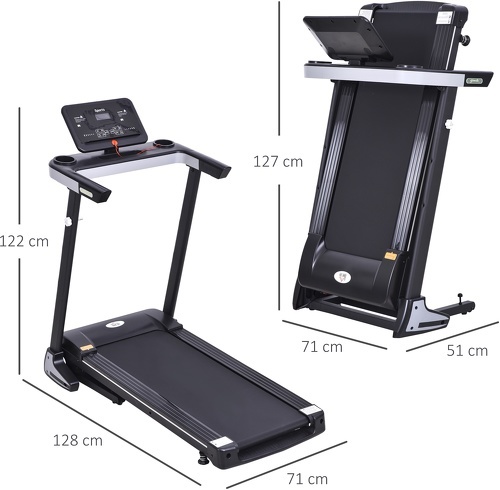 HOMCOM-Tapis électrique de course pliable 1-12 Km/h 500 W écran LCD 12 programmes noir-2