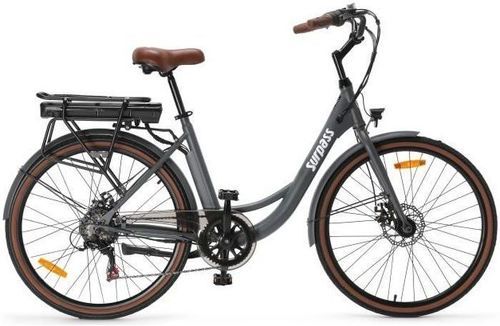 SURPASS-Vélo Électrique de ville Gris SURPASS 250W - roues 26' - 45Nm - 6 Vitesses Shimano - pour cycliste de 160 à 185cm-image-1