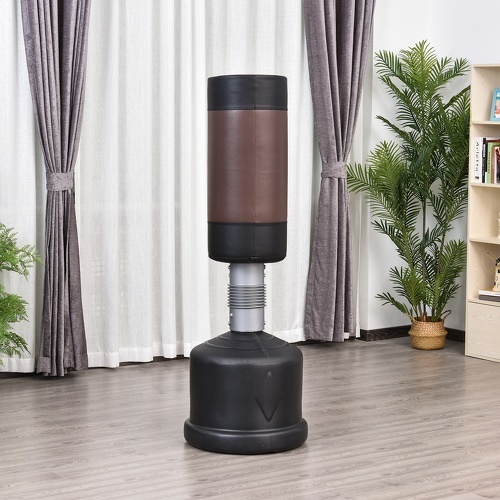 HOMCOM-Sac de frappe boxe autoportant punching ball hauteur reglable 158-186cm-3