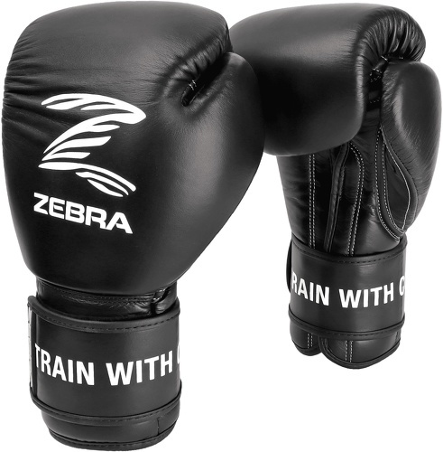 Zebra-Gants boxe Pro cuir entraînement à fermeture par scratch-image-1