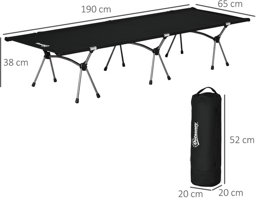 Outsunny-Lit De Camp Lit D'Appoint Pliable Dim. 190L X 65L Cm Hauteur Réglable 2 Niveaux H38/18 Cm - Tapis de randonnée-2