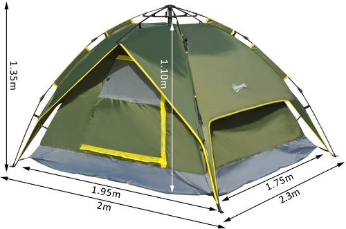 Outsunny-Tente de camping 2 personnes imperméable 2,3 x 2 x 1,35 m-2